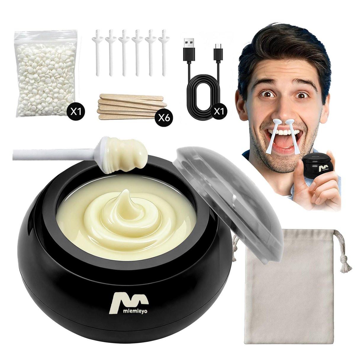 Nasenwachs-Kit für Männer – Schmerzloses Nasen- und Ohrenhaarentfernungs-Set mit 100 g Wachs, intelligenter Temperaturregelung, USB-Schnellheizung, verbesserte Kapazität, Zubehör - görsel 14