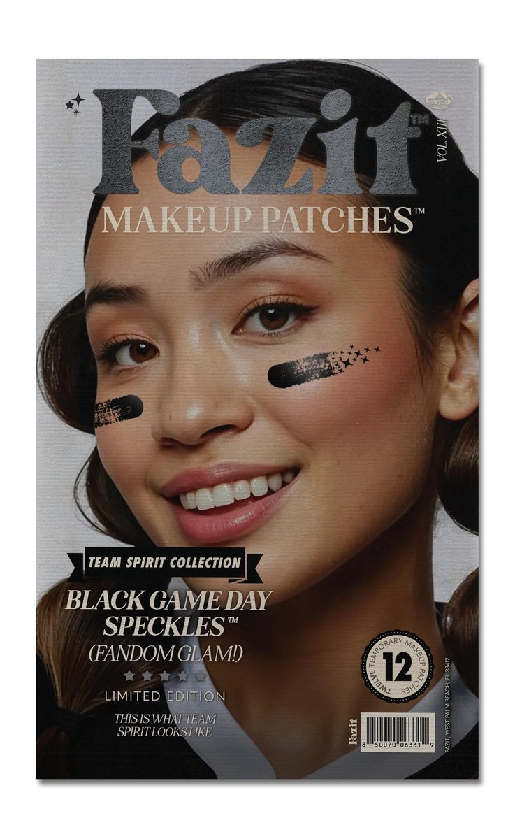 Fazit Makeup Patches - Black Game Day Speckles - Glow Up Game Day Makeup für Frauen - Sport Gesichtsbemalung Kosmetik Glitter für Gesicht - Süße Fan Accessoires