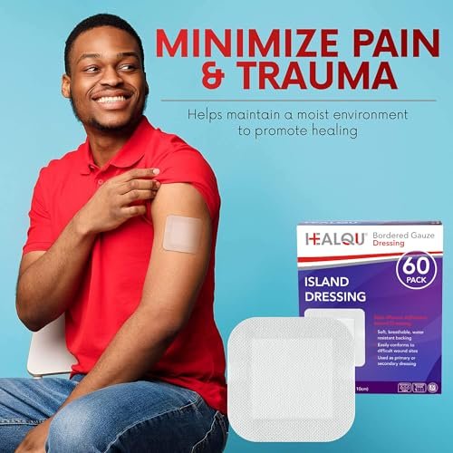 HEALQU Island Dressing - 4x4 cm, 60 Stück - Sterile Wundauflage mit Gaze, wasserabweisend, atmungsaktiv