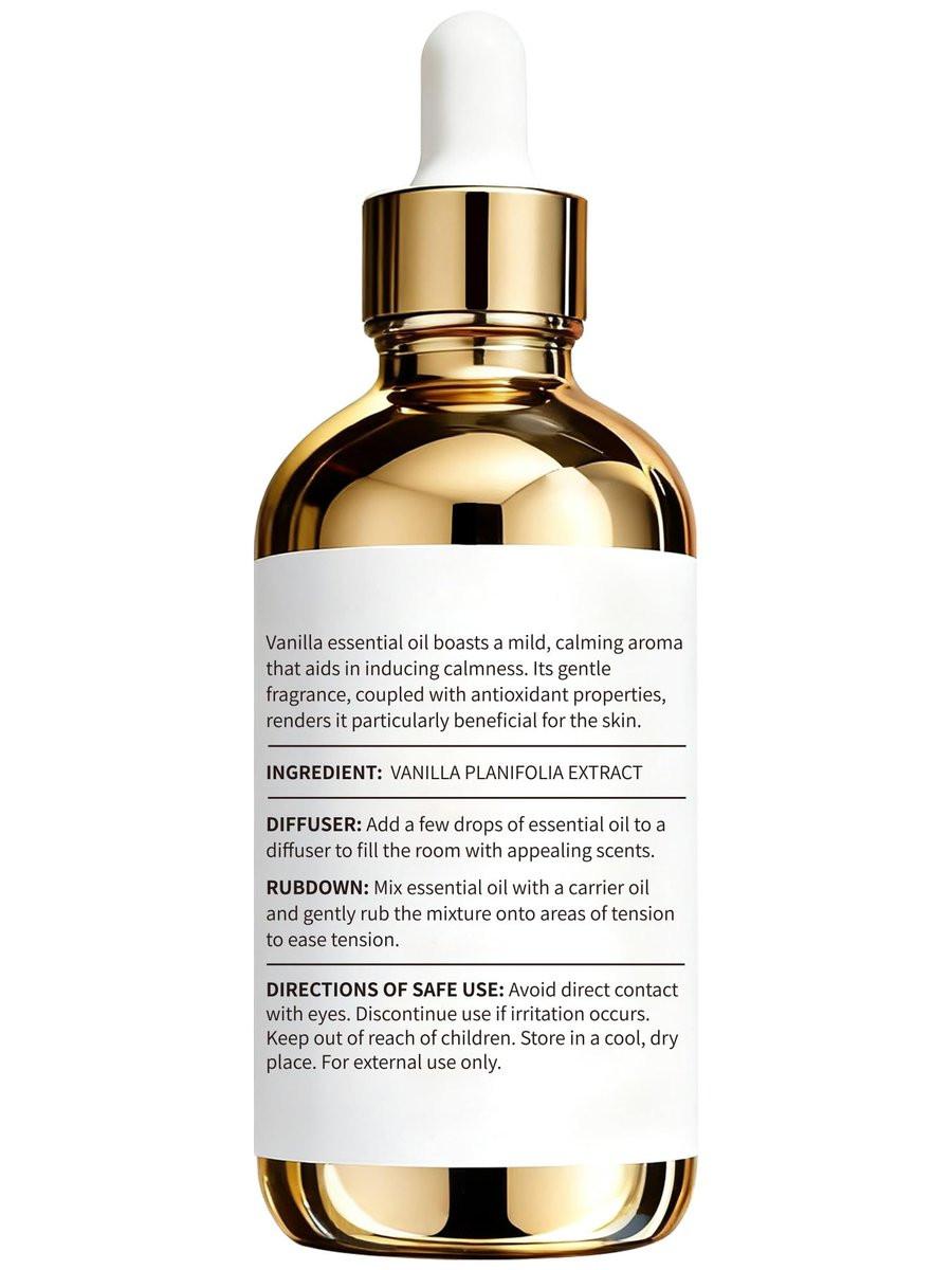 100 % reines Vanille-Essentialöl, 4 Fl Oz, Vanilleöl für Diffuser, Raumduft & Aromatherapie, Ätherische Öle für Diffuser für Zuhause & Hautpflege & Körperpflege, Kerzenduft für Kerzenherstellung