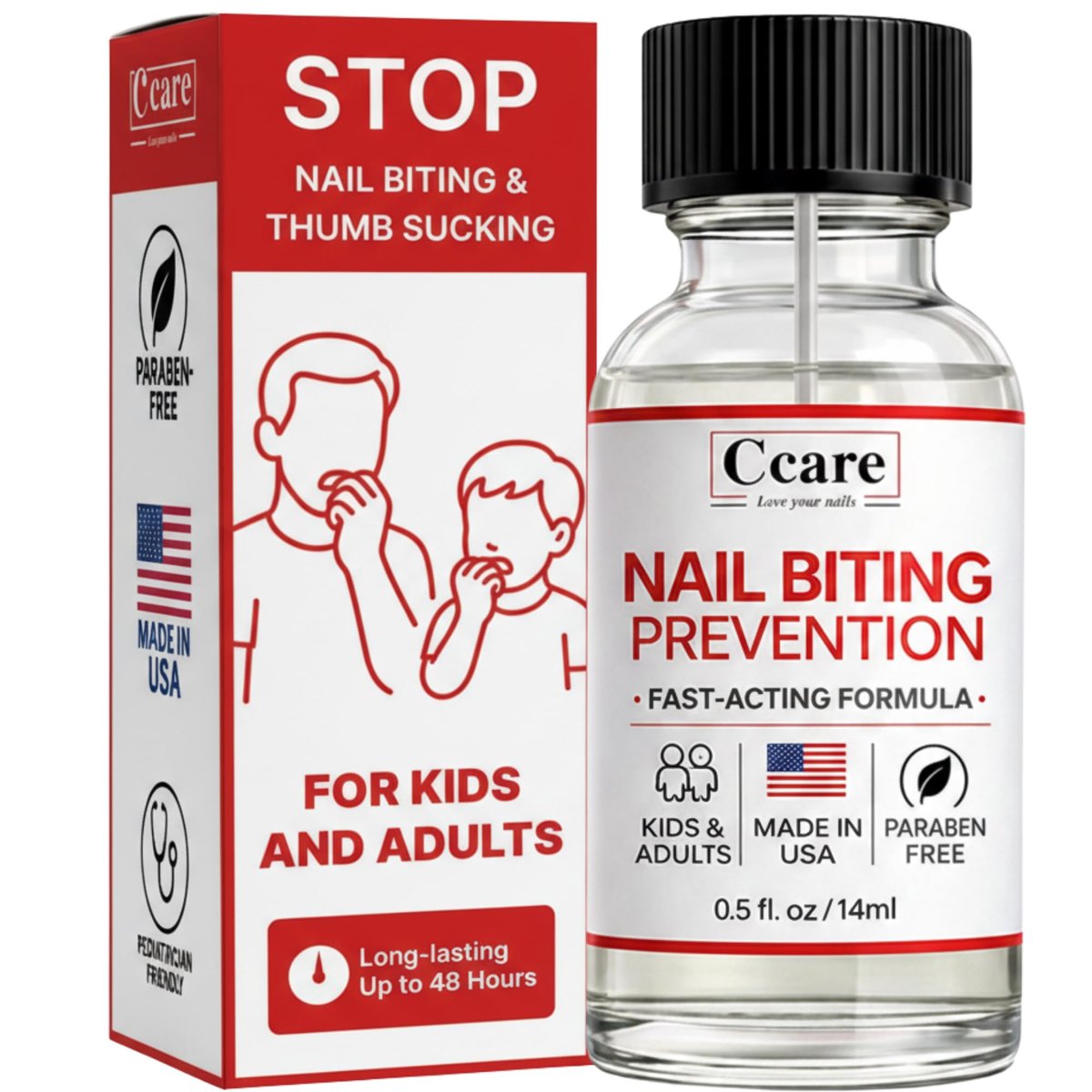 C CARE Nagelbeißen verhindern – Bitterer, klarer Nagellack für Kinder & Erwachsene, Daumenlutschen stoppen, schnell trocknend, einfaches Auftragen, 15 ml