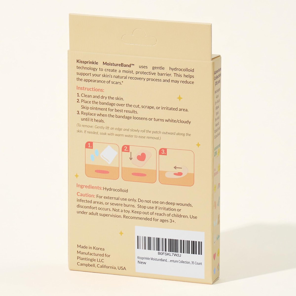 Kissprinkle MoistureBand Hydrokolloid-Pflaster für Kinder – Schnelle Heilung, wasserdicht & hautfreundlich (Adventure Collection, 35 Stück)