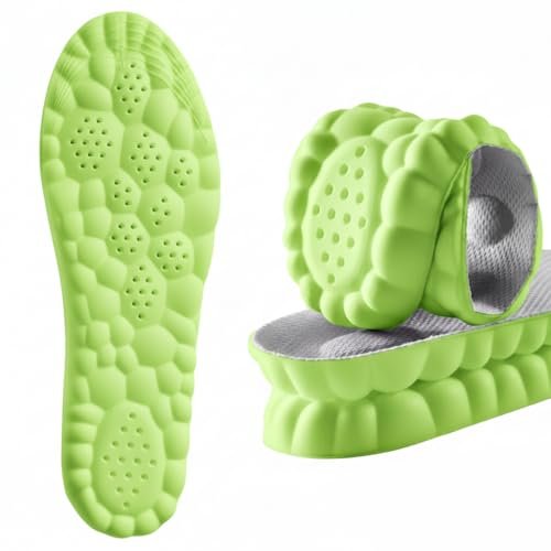 4D Pickleball Einlegesohlen für Damen und Herren – Memory Foam Sohlen Cloud Schuheinlagen – Zuschneidbare Stepper-Einlegesohlen gegen Fußschmerzen und Ermüdung (Grün, L)