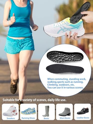 MARRDO 4D Cloud Einlegesohlen für Herren, Fußgewölbestützen, Memory Foam Einlagen, Stoßdämpfung und Dämpfung für Sportschuhe, für den ganzen Tag Stehen (Graphen Schwarz, Herren 8-14 (12,4 Zoll)
