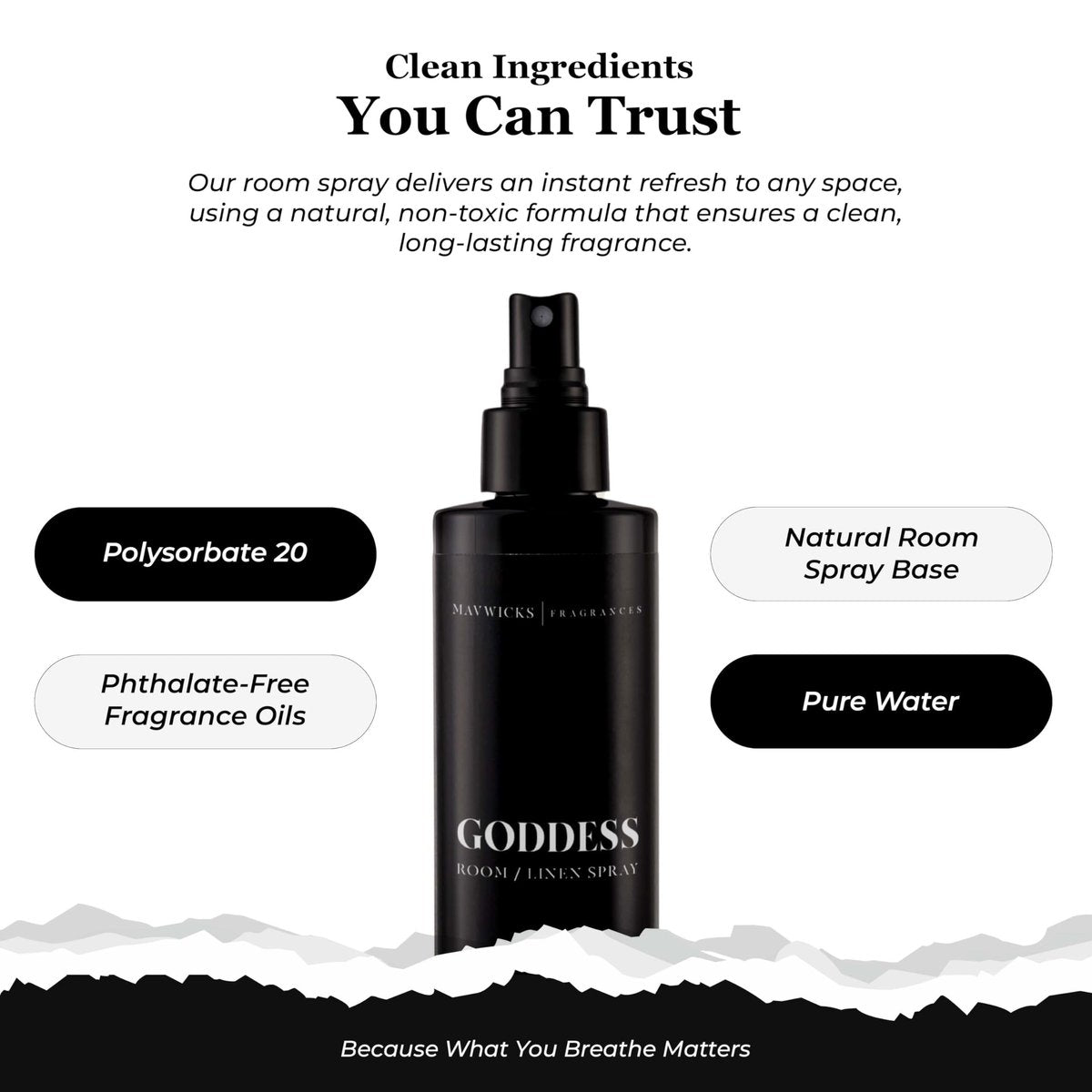 Mavwicks Fragrances (Goddess) Linen- & Raumspray 240 ml – langanhaltende Frische für Schlafzimmer & Zuhause, Aromatherapie-Duftspray für Stoffe & Luft