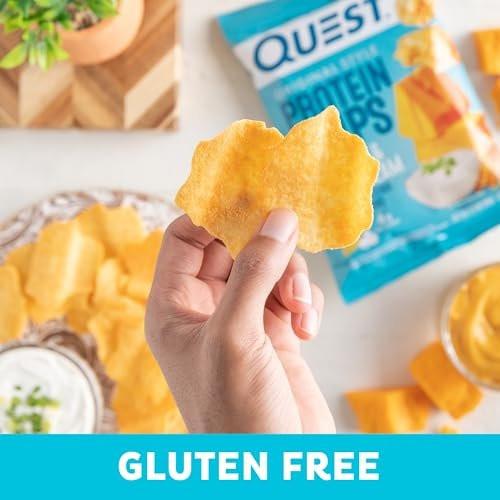 Quest Nutrition Cheddar & Sour Cream Protein Chips, 19g Protein, 4g Netto-Kohlenhydrate, Low Carb, Glutenfrei, 1,1 oz, 4er-Pack