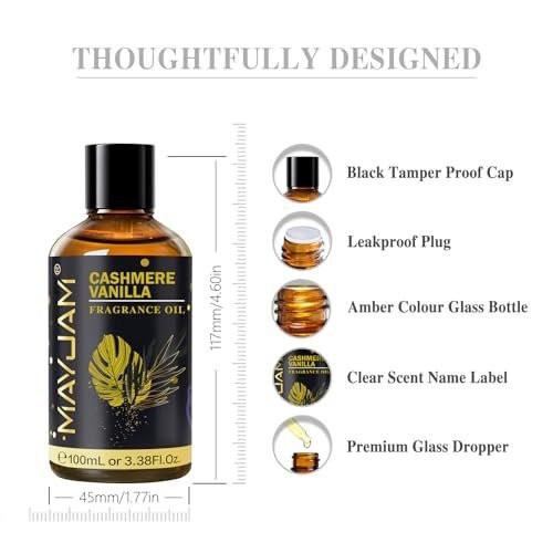MAYJAM Cashmere Vanilla Duftöl 100 ml – Langanhaltendes ätherisches Öl für Diffuser, Seifen- und Kerzenherstellung
