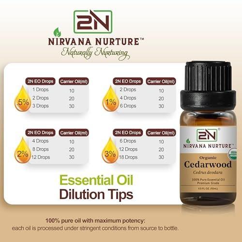 Nirvana Nurture Zedernholz Ätherisches Öl, USDA Bio, 100% Rein Unverdünnt, Aromatherapie Öl für Diffuser, Haar- und Hautpflege