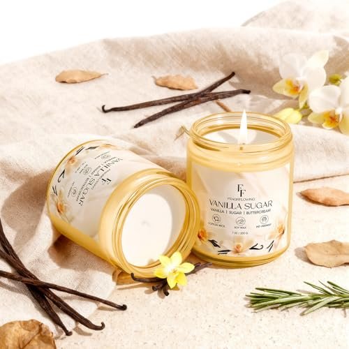 Vanillezucker-Duftkerze aus natürlichem Sojawachs, 100 Stunden Brenndauer, 2er-Pack à 7 oz
