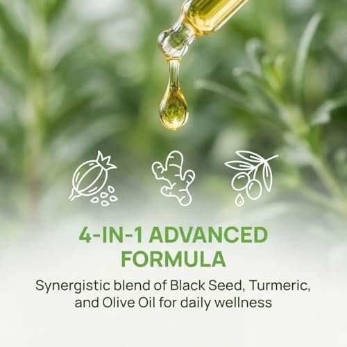 MornThrive Oreganoöl Bio Tropfen - 80% Carvacrol, extra stark & unverdünnt - mit Schwarzkümmelöl, Kurkuma & Vitamin E - Nahrungsergänzungsmittel für Immun- und Verdauungsunterstützung - vegan, 60 ml