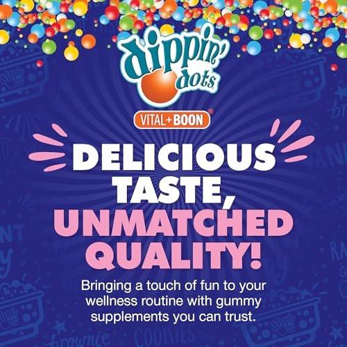 Dippin' Dots Extra Stark Melatonin 20 mg Gummis für Erwachsene – Melatonin Gummis mit 20 mg pro Portion – Veganes Nachtruhe-Supplement – Hergestellt mit natürlichen Farben & Aromen (60 Stück)
