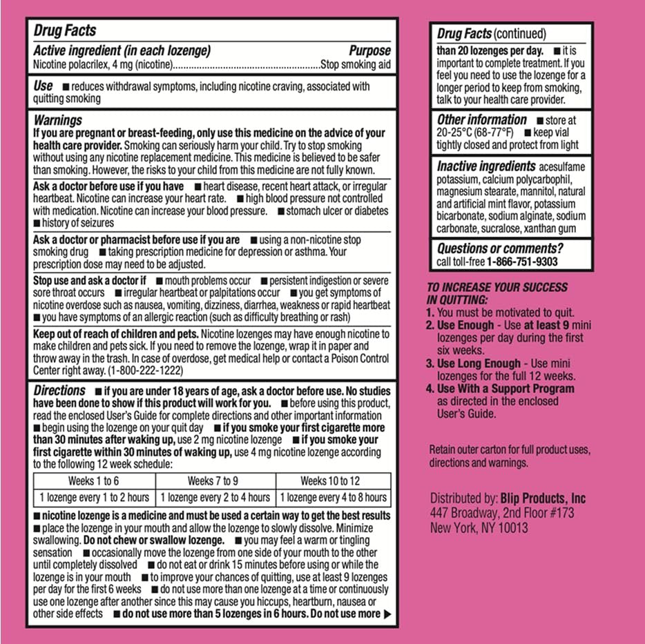 Blip Nikotinlutschtabletten 4mg, Raucherentwöhnung - Kirsch-Eis-Geschmack, Nikotinersatztherapie (27 Stück), Reduziert Heißhunger