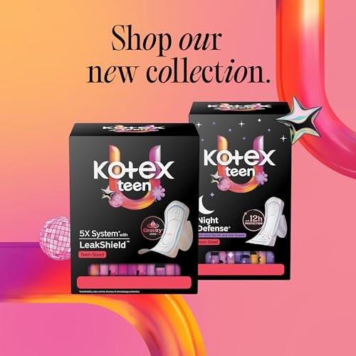 Kotex Ultra Thin Teen Overnight Binden mit Flügeln, starke Saugfähigkeit, 30 Stück (Verpackung kann variieren)