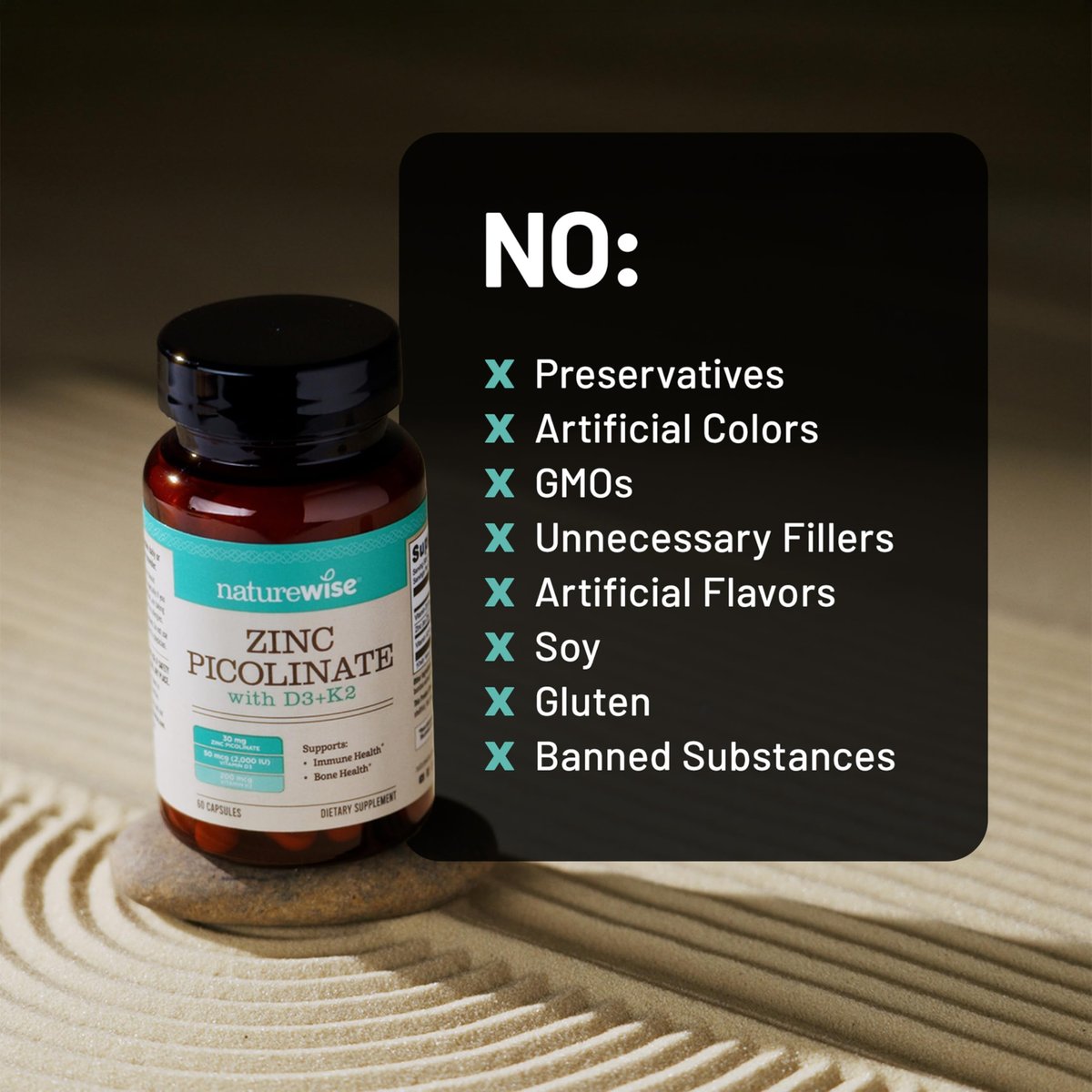NatureWise Zink Picolinat mit D3 + K2 – Zink für Männer & Frauen + Vitamin D3 K2 – Unterstützt Immun- und Knochengesundheit* – Non-GMO, glutenfrei, hergestellt in den USA – 30 Kapseln (30-Tage-Versorgung)
