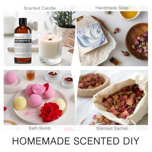 MUNUSNA Rosenöl 100ml – 100% reines natürliches Rosenöl für Haut, Haare und Gesicht, Premium-ätherisches Öl für Diffuser, Massage, Yoga, Bad, Seifen- und Kerzenherstellung
