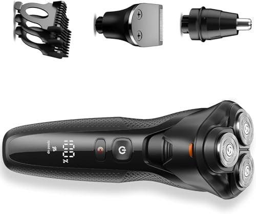rategist Kabelloser Elektrorasierer für Männer: 3-in-1 Rasierer - IPX7 wasserdicht & Präzisionsklingen - Turbo-Geschwindigkeit Reiseset für Bart, Nase und Koteletten