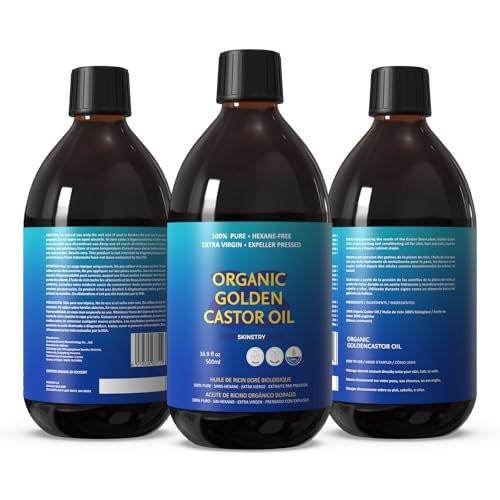 Skinetry Bio Rizinusöl – 16,9 oz (500 ml) – 100 % rein für Haare, Haut, Nägel, Augenbrauen & Wimpern – Tiefenhydratation & Glättung – Fördert Haar- & Augenbrauenwachstum – Hexanfrei – USDA-zertifiziert