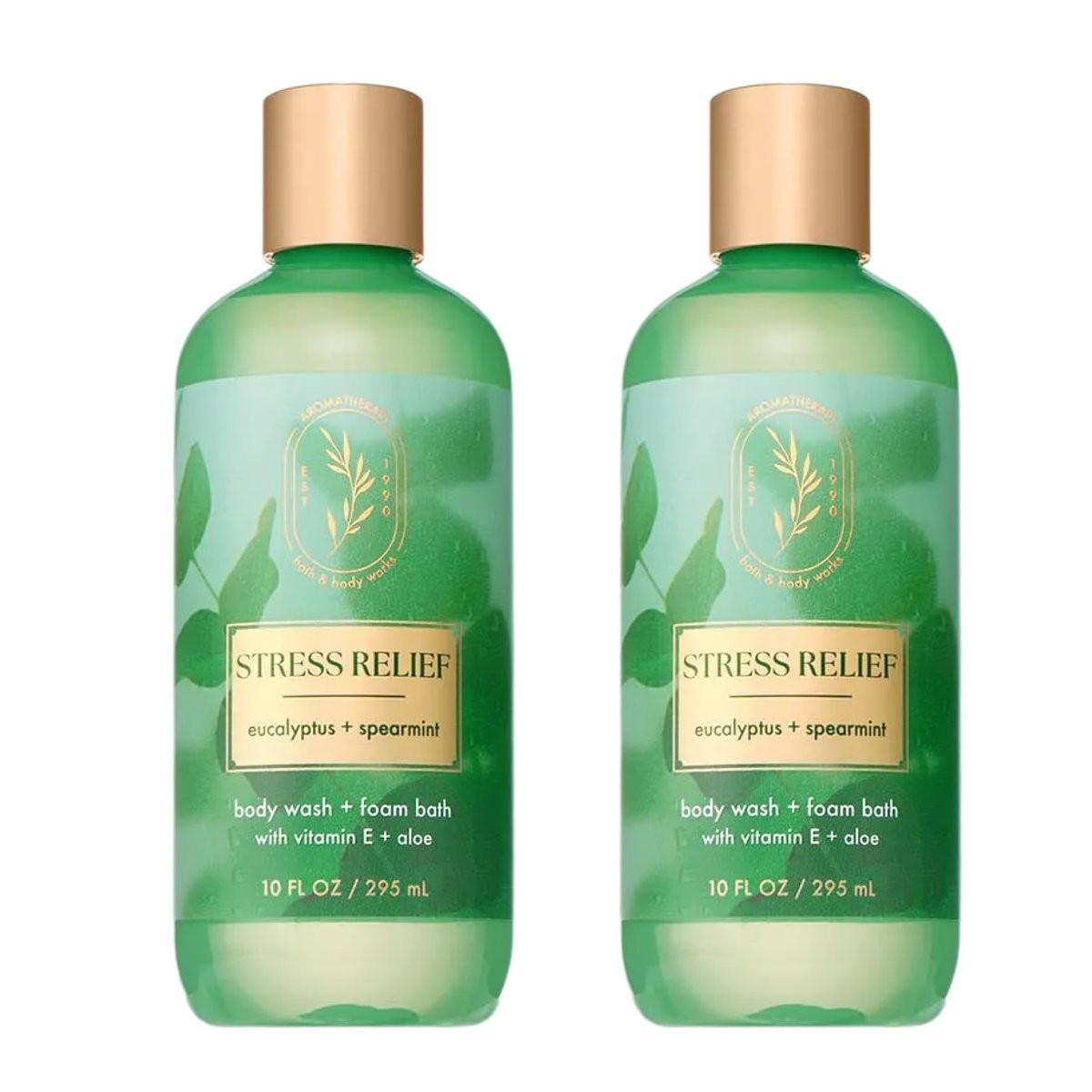 Bath & Body Works Eucalyptus Spearmint Duschgel & Schaumbad, Aromatherapie-Reiniger mit Vitamin E & Aloe, nicht austrocknend & sanft für die tägliche Anwendung, 10 fl oz - 2er-Pack