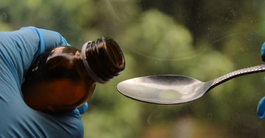 Flasche mit Holunderbeersirup für Immunsupport auf einem Holztisch