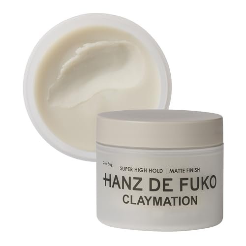 Hanz de Fuko Claymation – Premium Haarstyling Clay für Herren – Superstarker Halt, Mattes Finish – Clay & Wax Hybrid, Ideales Texturprodukt für glattes, welliges und dickes Haar – 2 oz Reisegröße