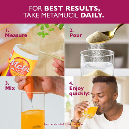 Metamucil 4-in-1 Psyllium Husk Faserpulver, Zuckerfrei, Orangen-Geschmack, 72 Portionen, tägliches Ballaststoffpräparat für die Verdauungsgesundheit
