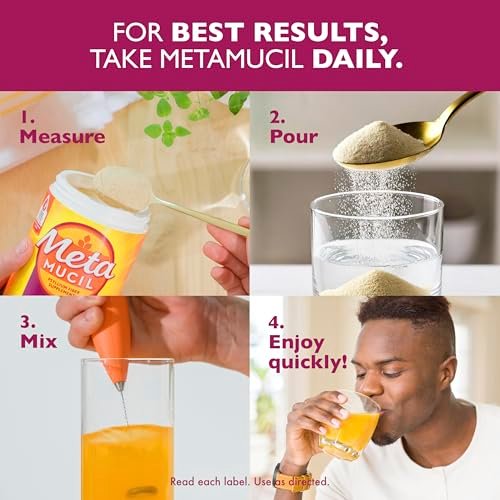 Metamucil 4-in-1 Psyllium Husk Faserpulver, Zuckerfrei, Orangen-Geschmack, 72 Portionen, tägliches Ballaststoffpräparat für die Verdauungsgesundheit