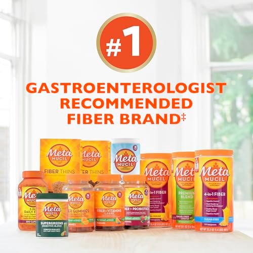 Metamucil 4-in-1 Psyllium Husk Faserpulver, Zuckerfrei, Orangen-Geschmack, 72 Portionen, tägliches Ballaststoffpräparat für die Verdauungsgesundheit