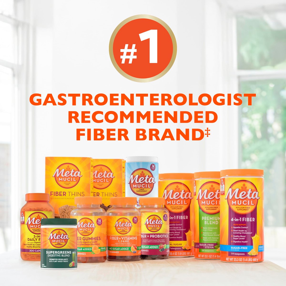 Metamucil 4-in-1 Psyllium Husk Faserpulver, Zuckerfrei, Orangen-Geschmack, 72 Portionen, tägliches Ballaststoffpräparat für die Verdauungsgesundheit