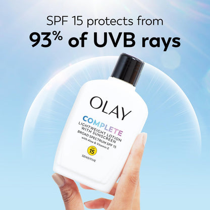 Olay Complete Lotion Feuchtigkeitscreme mit LSF 15 für empfindliche Haut, 177 ml