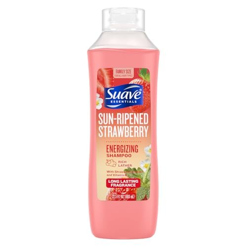 Suave Shampoo, Erdbeer Familienflasche – Belebendes Shampoo mit Erdbeerextrakt & Vitamin E, 22,5 Unzen