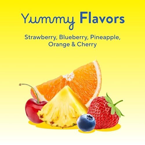 L'il Critters Gummy Vites – Tägliche Gummimultivitamine für Kinder mit Vitamin C und D3 zur Immununterstützung, Kirsch-, Erdbeer-, Orangen-, Ananas- und Blaubeergeschmack, 70 Gummis