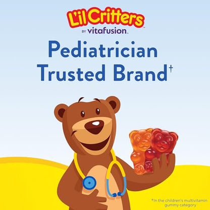 L'il Critters Gummy Vites – Tägliche Gummimultivitamine für Kinder mit Vitamin C und D3 zur Immununterstützung, Kirsch-, Erdbeer-, Orangen-, Ananas- und Blaubeergeschmack, 70 Gummis