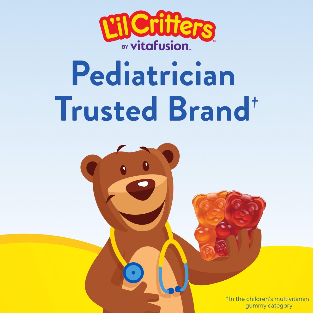 L'il Critters Gummy Vites – Tägliche Gummimultivitamine für Kinder mit Vitamin C und D3 zur Immununterstützung, Kirsch-, Erdbeer-, Orangen-, Ananas- und Blaubeergeschmack, 70 Gummis