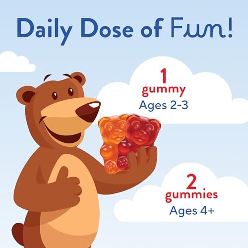 L'il Critters Gummy Vites – Tägliche Gummimultivitamine für Kinder mit Vitamin C und D3 zur Immununterstützung, Kirsch-, Erdbeer-, Orangen-, Ananas- und Blaubeergeschmack, 70 Gummis