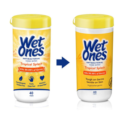 Wet Ones Antibakterielle Handtücher Tropical Splash – 40 Tücher im Spender