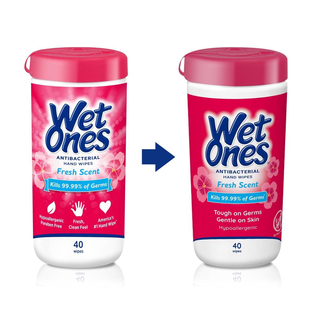 Wet Ones Antibakterielle Handtücher, Frischer Duft, 40 Tücher