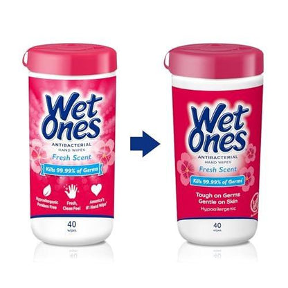 Wet Ones Antibakterielle Handtücher, Frischer Duft, 40 Tücher