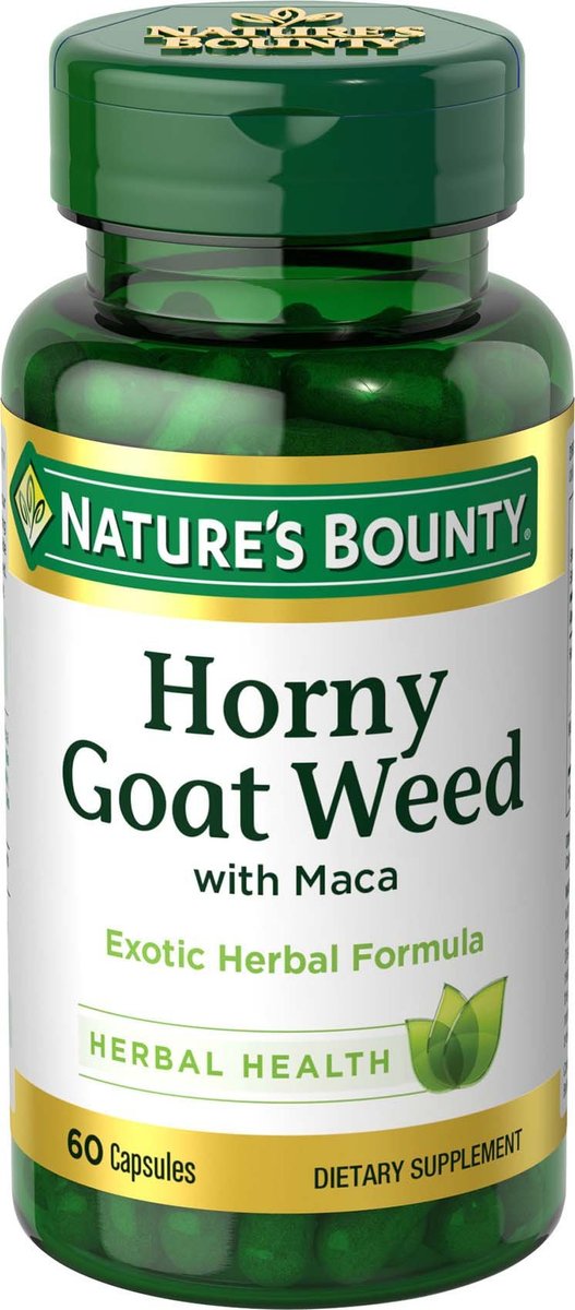 Nature's Bounty Horny Goat Weed mit Maca – Pflanzliches Nahrungsergänzungsmittel, 60 Kapseln