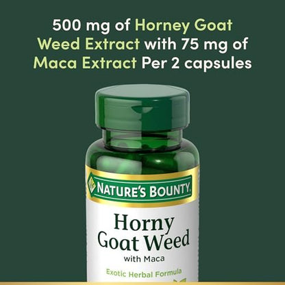 Nature's Bounty Horny Goat Weed mit Maca – Pflanzliches Nahrungsergänzungsmittel, 60 Kapseln