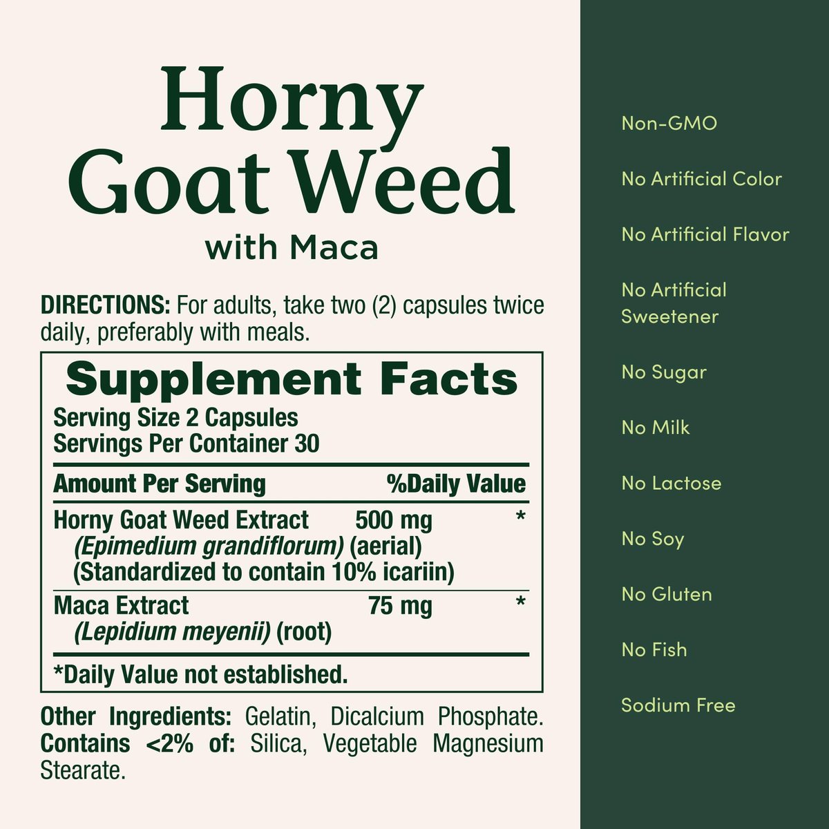 Nature's Bounty Horny Goat Weed mit Maca – Pflanzliches Nahrungsergänzungsmittel, 60 Kapseln
