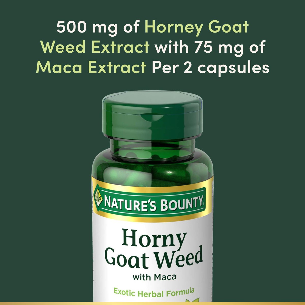 Nature's Bounty Horny Goat Weed mit Maca – Pflanzliches Nahrungsergänzungsmittel, 60 Kapseln