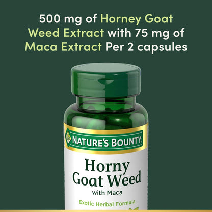 Nature's Bounty Horny Goat Weed mit Maca – Pflanzliches Nahrungsergänzungsmittel, 60 Kapseln