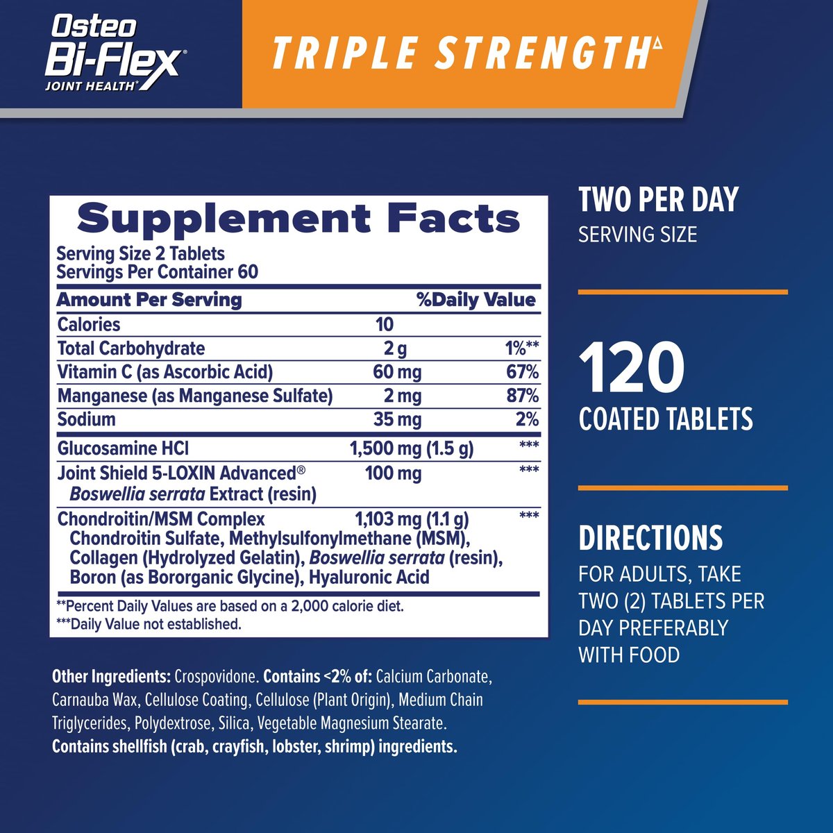 Osteo Bi-Flex Dreifach-Stärke Glucosamin Chondroitin Nahrungsergänzungsmittel, verbessert Gelenkfunktion, Kraft, Flexibilität und Beweglichkeit, 120 überzogene Tabletten