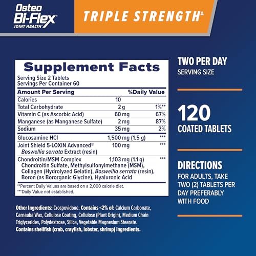 Osteo Bi-Flex Dreifach-Stärke Glucosamin Chondroitin Nahrungsergänzungsmittel, verbessert Gelenkfunktion, Kraft, Flexibilität und Beweglichkeit, 120 überzogene Tabletten