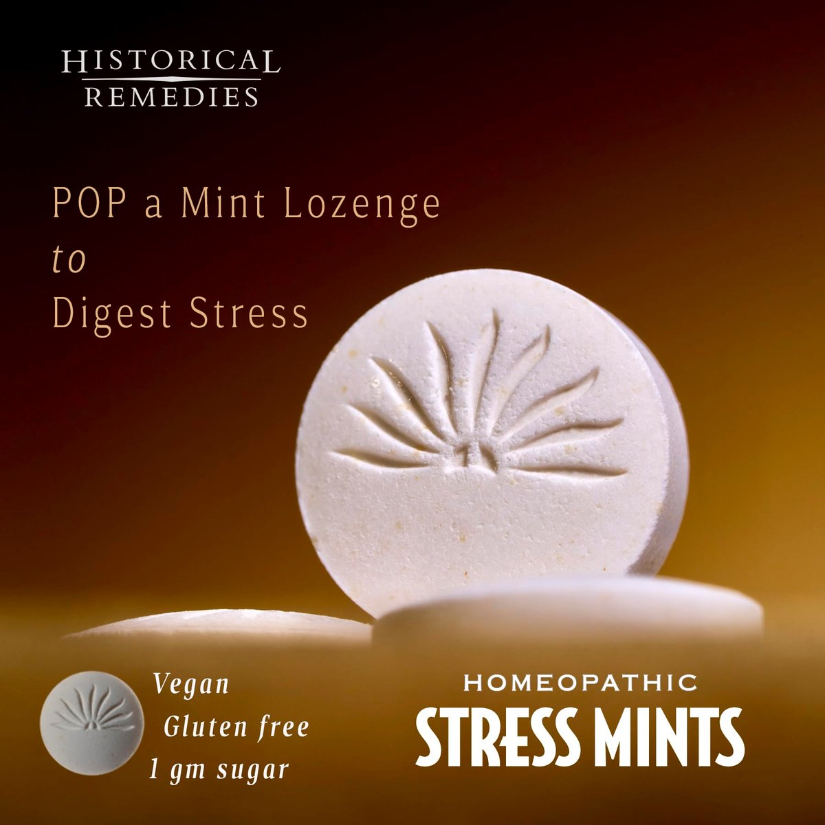 Historical Remedies Stress Mints (1 Pack) | Homöopathische Lutschpastillen gegen Stress & Verdauungsbeschwerden, Bio-Pfefferminzgeschmack, vegan & glutenfrei, nicht gewöhnungsbildend