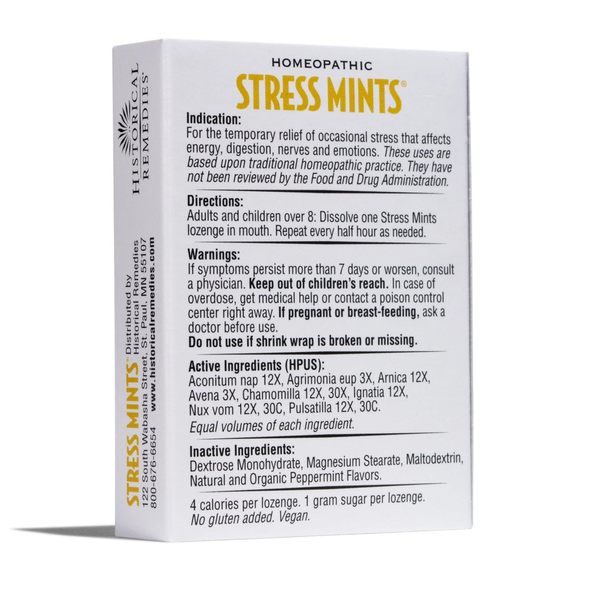 Historical Remedies Stress Mints (1 Pack) | Homöopathische Lutschpastillen gegen Stress & Verdauungsbeschwerden, Bio-Pfefferminzgeschmack, vegan & glutenfrei, nicht gewöhnungsbildend