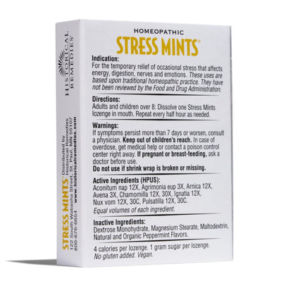 Historical Remedies Stress Mints (1 Pack) | Homöopathische Lutschpastillen gegen Stress & Verdauungsbeschwerden, Bio-Pfefferminzgeschmack, vegan & glutenfrei, nicht gewöhnungsbildend