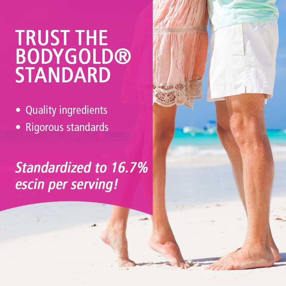 Body Gold Venastat – Krampfadern Unterstützung & Beinvenen Nahrungsergänzung mit Rosskastanie & Diosmin für Männer & Frauen, Gesunder Blutfluss – 105 vegane Kapseln