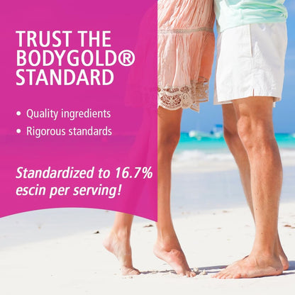Body Gold Venastat – Krampfadern Unterstützung & Beinvenen Nahrungsergänzung mit Rosskastanie & Diosmin für Männer & Frauen, Gesunder Blutfluss – 105 vegane Kapseln