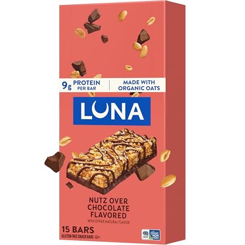 LUNA Bar Nutz Over Chocolate – 15er-Pack, glutenfrei, nicht-GVO, 7-9 g Protein